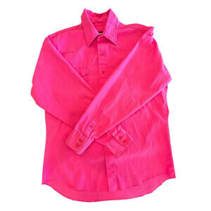 Wrangler Brushpopper Vintage Shirt Mens  Sz 16 1/2-35 Large Hot Pink 2452.47